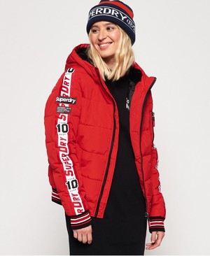 Superdry Collab Gravity Padded Női Kabát Piros | SHPMG9814